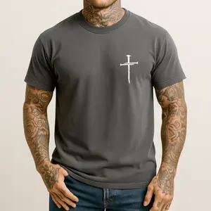 Three Nail Cross Men's Christian T Shirt Father's Day Gift for Dad Cotton Menswear