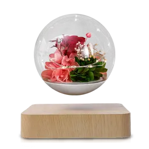 Magnetic Levitating Preserved Flower Lamp Floating Rose Globe 360° Spin Warm LED Glow Romantic Gift for Valentine's Day Anniversaries Special Moments Unique Desk Home Office Decor