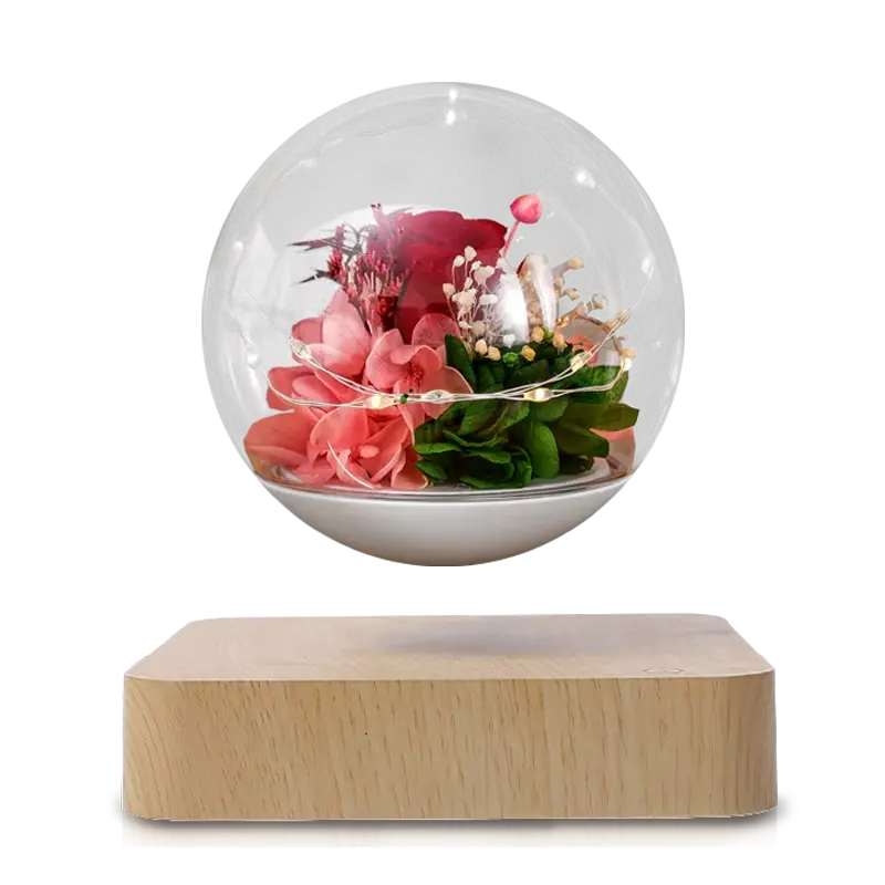 Magnetic Levitating Preserved Flower Lamp Floating Rose Globe 360° Spin Warm LED Glow Romantic Gift for Valentine's Day Anniversaries Special Moments Unique Desk Home Office Decor