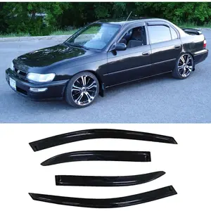 Sun Rain Guards Window Visors Wind Vent Deflector,4pcs Out-Channel Tape On Dark Smoke Sun rain Guards fit for 1993-1997 Toyota Corolla Sedan 94022