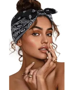 Women's Elastic Non-Slip Hair Tie, Floral Yoga Headband, Paisley Leopard Stripe Print Bowknot Hair Accessory, Hair Bows Headbands for Girls