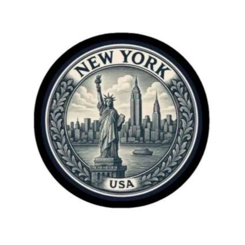 New York City Sticker Featuring Statue of Liberty and Iconic Skyline Design for Travel Souvenirs