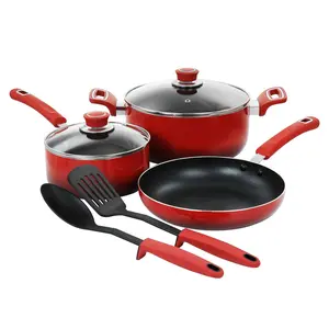 Oster 7 Piece Non Stick Aluminum Cookware Set in Red