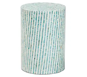 Baxton Studio Draven Mosaic Blue Mother of Pearl End Table