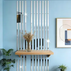 20 silver long acrylic mirror wall stickers, 4X50Cm self-adhesive decorative strip Ornaments, easy to install, no drilling required, suitable for fashionable decoration of living rooms, bedrooms, ceiling frames, and TV background walls