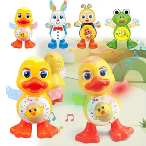 Dancing Animal Toy Set Duck Rabbit Frog Bee Musical Light Up Walking Swinging Cartoon Toys with Sound and Lights Interactive Educational Baby Toddler Kids Gift – Batteries Not Included, Screwdriver Required