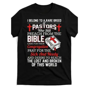 Men's Christian Pastor Graphic T-Shirt - "I Belong to a Rare Breed" Bold Red Text & Cross Design, 100% Cotton Loose Fit Moisture-Wicking Tee, Black Round Neck Short Sleeve Shirt for Church Events, Sports, Casual & Outdoor Wear - All-Season Comfort
