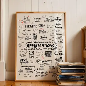 Affirmation Wall Art - Modern Mental Wellness Print Frameless Poster L