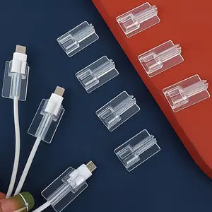 5PCS Clear Mobile Phone Charging Cable Holder Cord Organizer - Protective Transparent Fixed Clip Data Wire with Easy Management and Organization