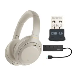 WH-1000XM4 Wireless Noise Canceling Over-Ear Headphones (Silver) Bundle for Sony
