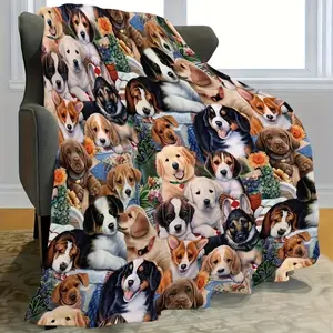 1pc Of Comfortable Flannel Pet Blanket, Soft And Warm, Suitable for Sofas And Beds, Comfortable In All Seasons, A Gift for Dog Lovers, Cute Dog Blanket, Birthday Gift, Christmas, Halloween, Thanksgiving Gift