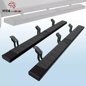 OEDRO 6 Inches Running Boards Compatible with 2007-2021 Toyota Tundra Double Cab(2 Half-Size Rear Doors), 2005-2023 Toyota Tacoma Access Cab, Aluminum Black Side Steps Nerf Bars