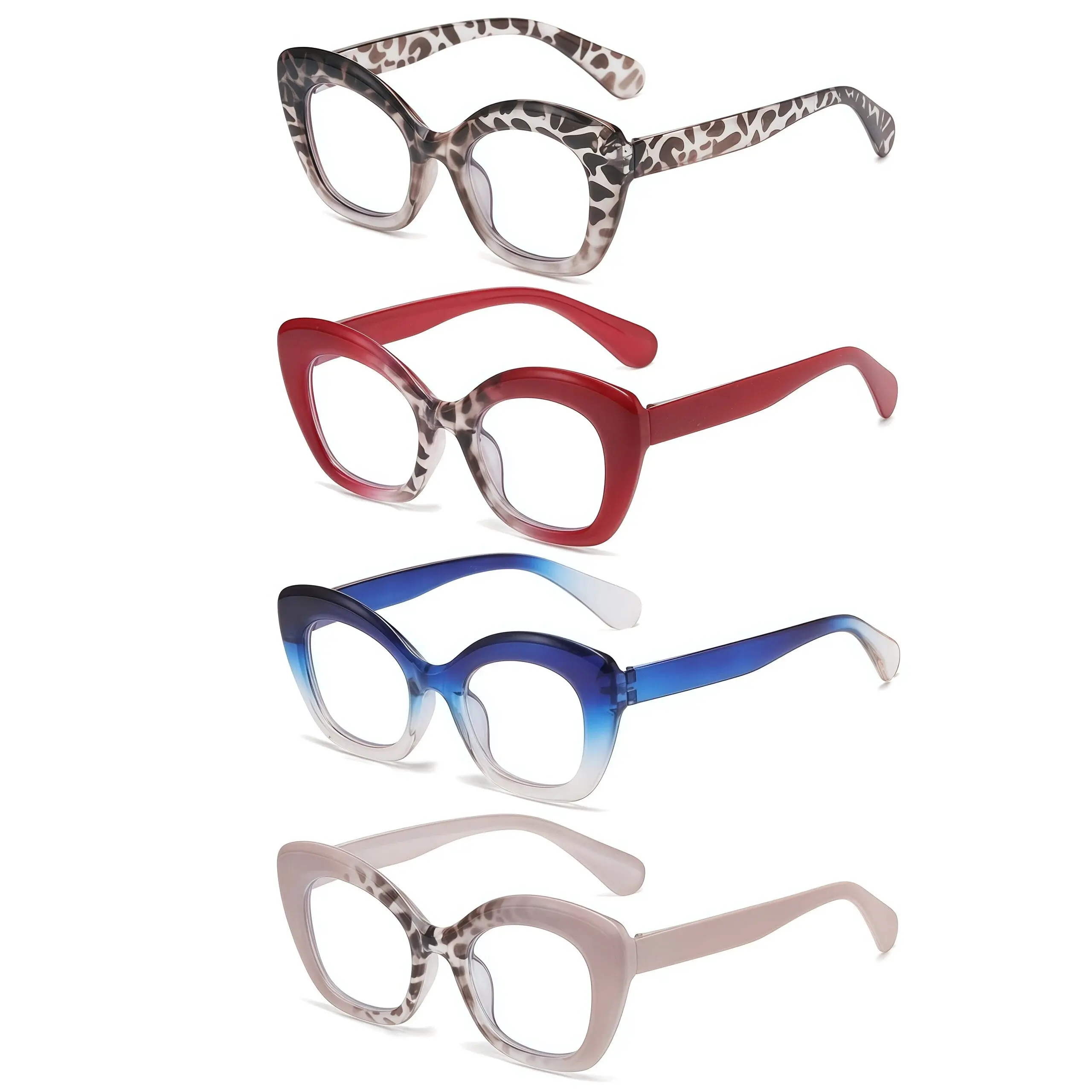 2026 Paleshy 4-Pack Trendy Cat-Eye Anti-Blue Light Sunglasses, Perfect for Parties, Beach Trips & All Outdoor Occasions
