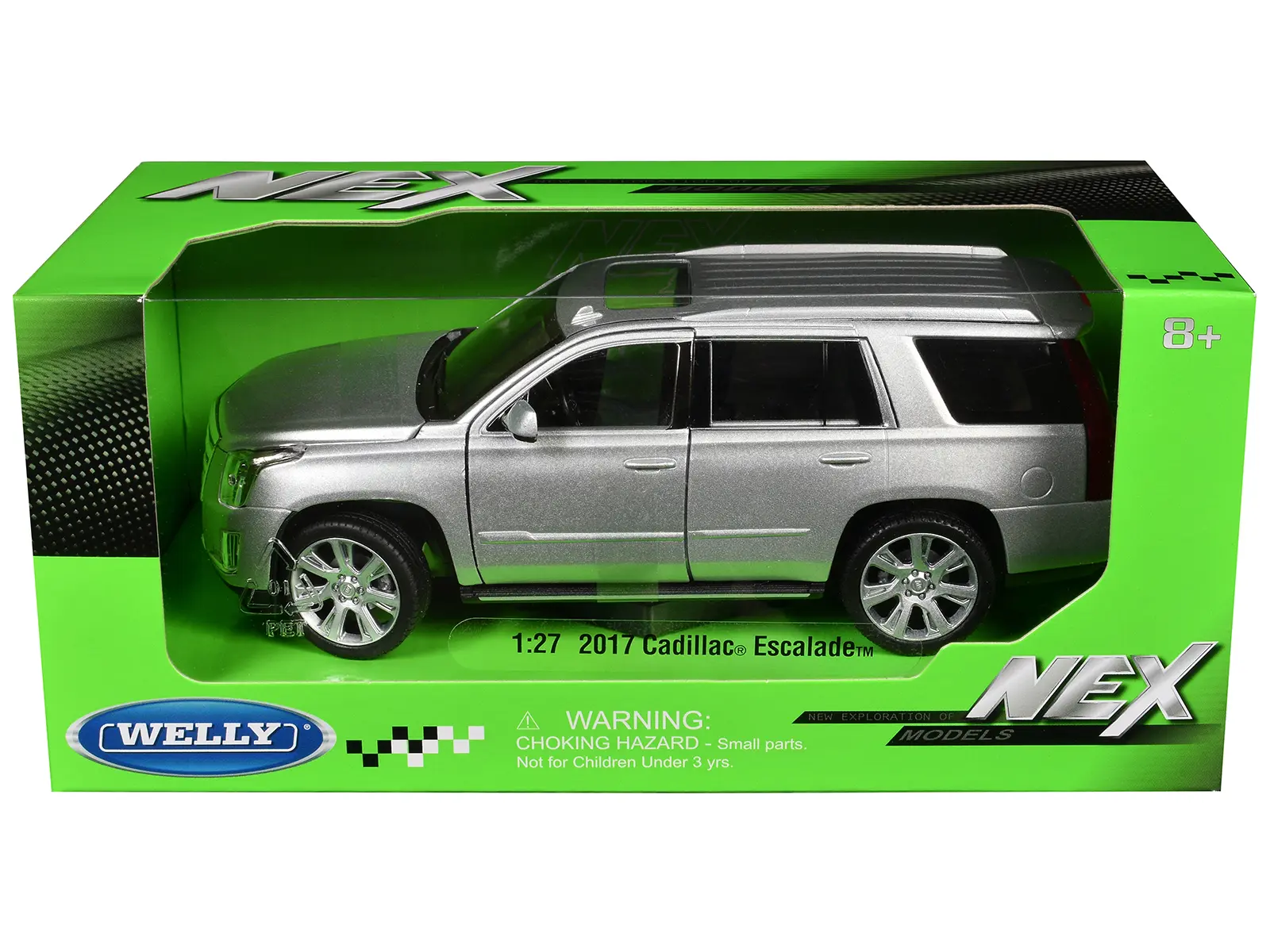 2017 Cadillac Escalade with Sunroof Silver Metallic 1/24-1/24 Die Cast Model Car by Welly