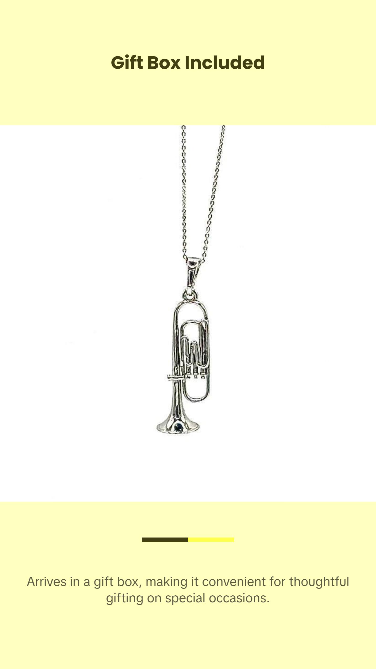 Trumpet Necklace with Chain and Pendant Featuring Trumpet Design