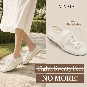 VIVAIA Satin Square-Toe Ballerina Sneakers, Lace-Up Ballet Flats with 2 Laces Sneakerina,Wide Feet Friendly Ballet Flats, Suede-Like Integrated Insole Machine Washable, Lightweight, Wedding flats, Wedding shoes Ballet Sneakers, Tennis shoes (Cristina) Sum