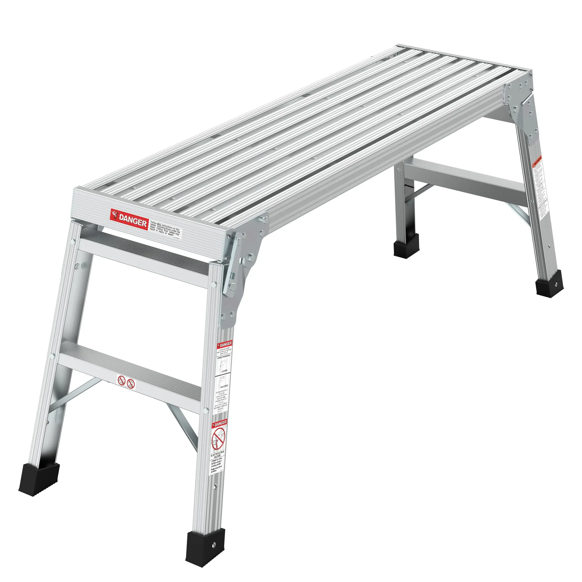 Work Platform Aluminum Portable Bench Folding Ladder ANSI Capacity 225 LBS 40" Ultra-Light Durable Non-Slip Surface Space-Saving Foldable Design