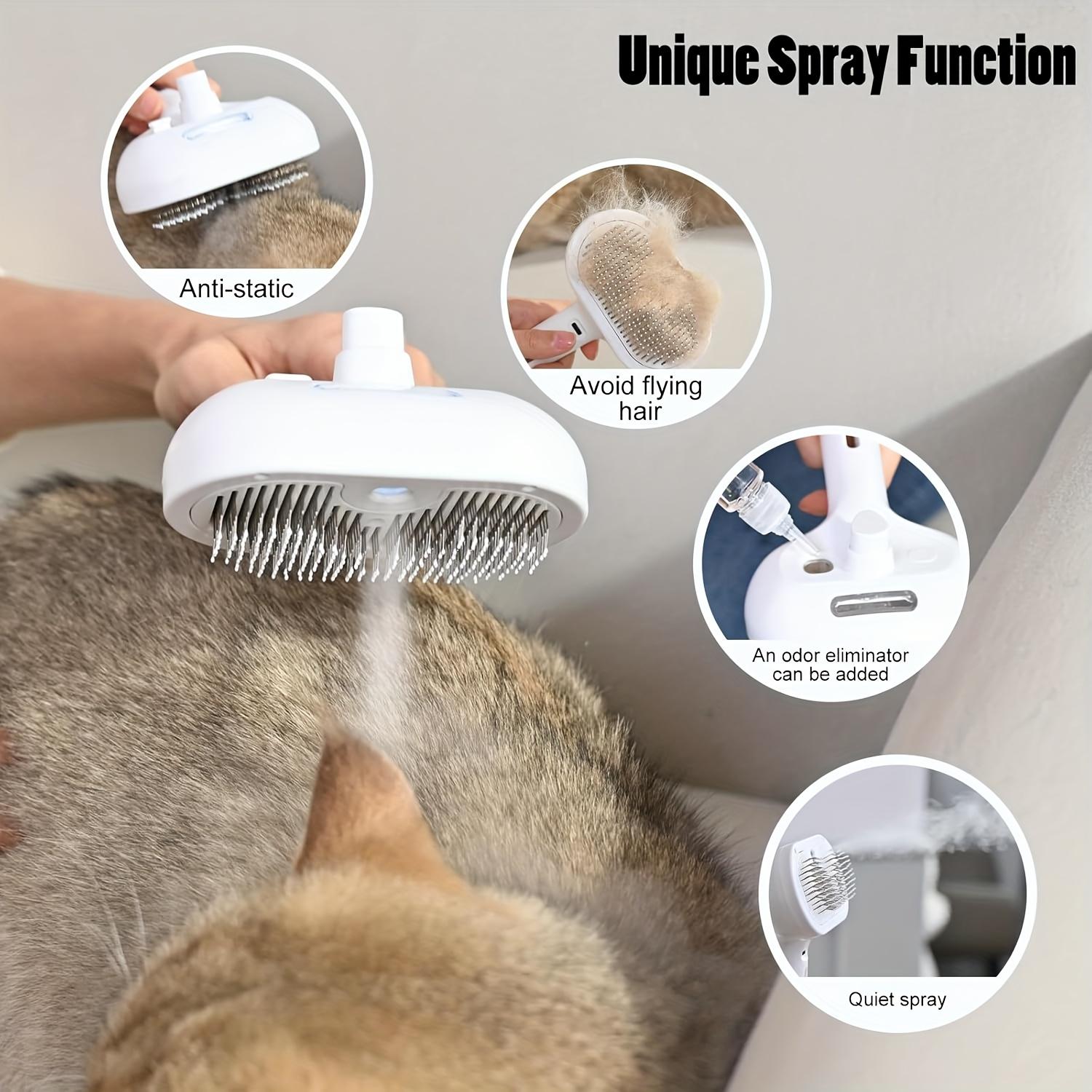 One Automatic Steam Pet Hair Remover, Anti-Shedding Brush with Stainless Bristles & Low-Voltage Operation, Suitable for Cats & Dogs/Long-Haired/Short-Haired Pets, Reduces Shedding for Grooming