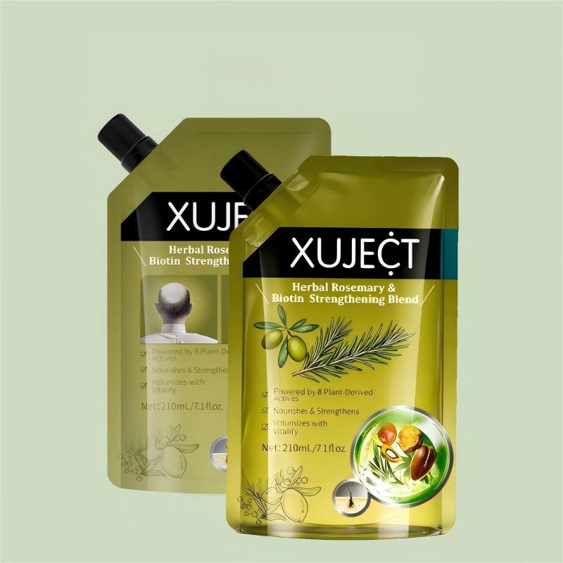 XUJECT Herbal Rosemary & Biotin Hair Strengthening Shampoo 210ml Nourishes Thickens Hair 8 Plant-Derived Actives Sulfate-Free Daily Care Buy 1 Get 1 Free Nourishing Haircare Cleanser