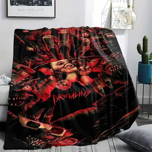 GREMLINS (5) Soft and Comfortable Flannel Blanket with Cartoon Design, Machine Washable Seasonal Throw for Home Living Room Napping Camping, Air Conditioner Blanket, Teen Room Holiday Decoration