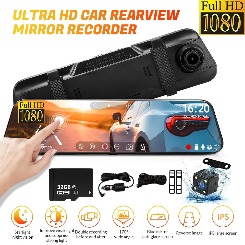 【BacktoSchool】10in Dual Dashcam for Cars, 1080P FHD Full Touch Screen, 170° Wide Angle HD Driving Recorder with Night Vision, Loop Recording, Rear Camera Monitor, Car Footage Camera, Parking Assistance, Dashcams For Cars, Rear-View Camera Video