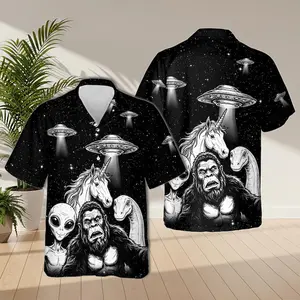 UFO Hawaiian Shirt, Alien Unicorn Design, Sci-Fi Mystery Button Down, Space UFO Collector Gift
