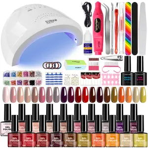 Limegirl Nail Gel Set 51Pcs 20 Colours with 48W Nail Salon Complete Nail Tool Set Suitable for Nail Art Starter Kit for Beginners Home DIY Nail Salon Set UV Gel Nail Polish and Extension Kit