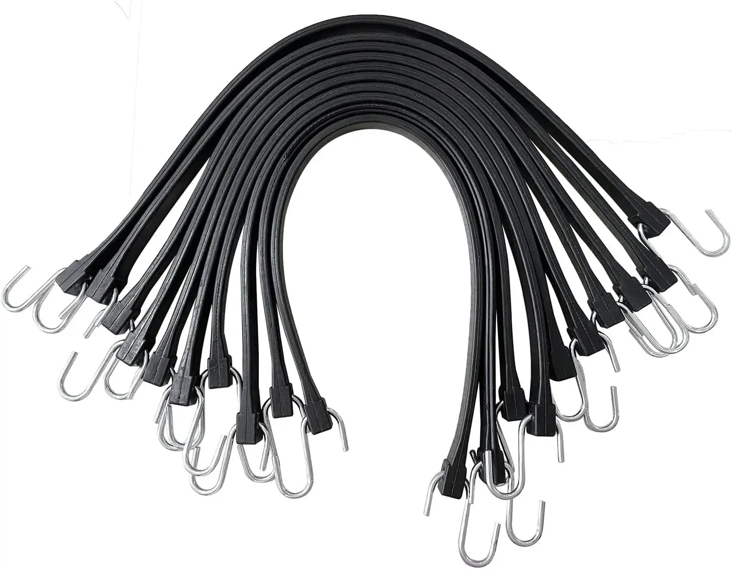 21" Rubber Tarp Straps with 150% Max Stretch, 100% EPDM Bungee Cords with Metal Crimped S Hooks, Ideal for Securing Tarps, Cargo, Canvases, Weatherproof (10 Pack)