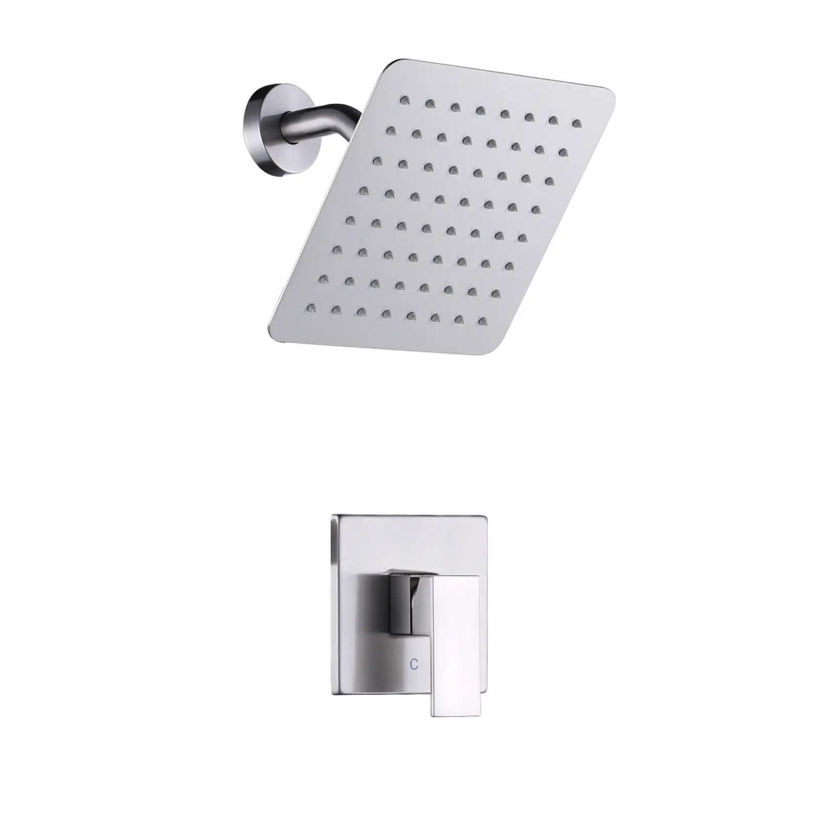 WOWOW Brushed Nickel Wall-Mount Single-Handle Copper Shower Faucet - 1-Spray 1.8 GPM Pressure Balance Model with Adjustable Angle Head, Temp Control, NPT 1/2 Valve Thread, Filtered Function, Resisting Corrosion and Wear, Comfortable and Soothing Bathing,