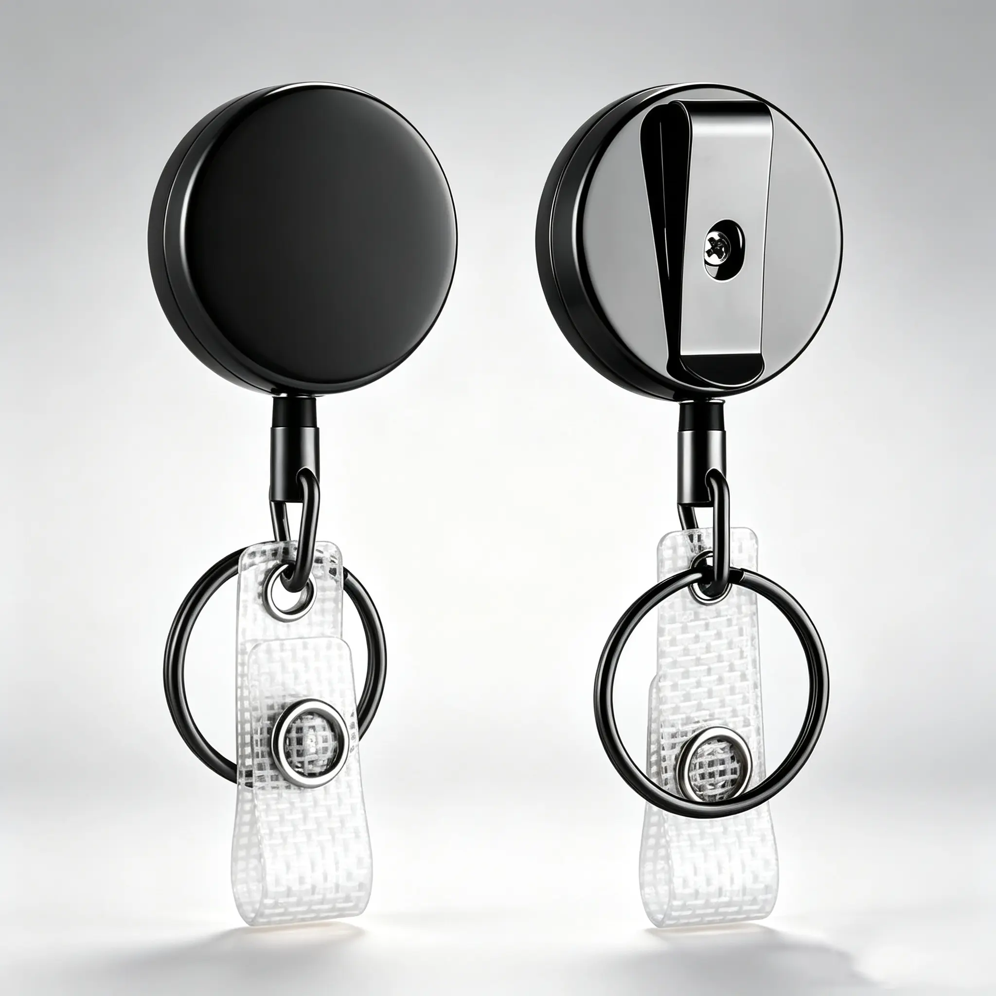 2-Pack Heavy-Duty Retractable ID Reels, Zinc Alloy ID Holders with Screw Clips, Heavy-Duty Retractable Keychains for Work IDs and Keys