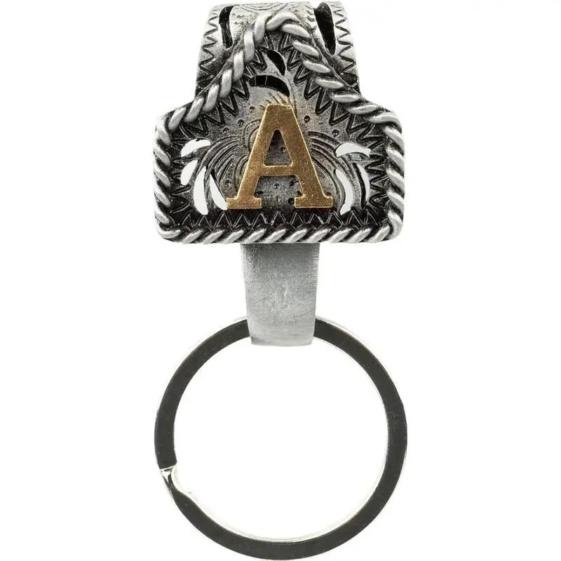 Vintage Western Cowboy A-Z Keychain Handmade Metal Letter Clip for Bag, Pocket & Personalized Style