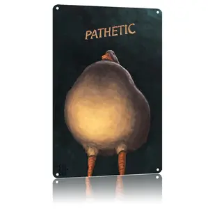 Aluminium Artistic Metal Wall Sign - 8x12 in (20x30cm) Comedic Duck Print Plaque, Funny Bedroom Home Decor