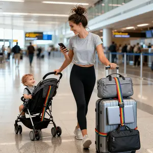 2PCS Adjustable Length Luggage Connector Straps For Moms Traveling With Toddlers Suitcases Flights Organizer Straps Anti-Break Business Travel Packing Tip