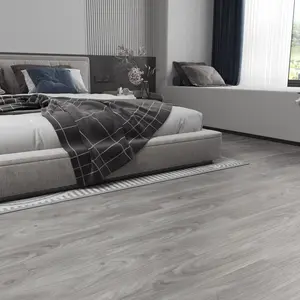 Jeedeson Light Grey Diagonal Grain Peel and Stick PVC Floor Planks 1.5mm Thick 6x36 Inch 36 Pcs/Box for Home Living Room