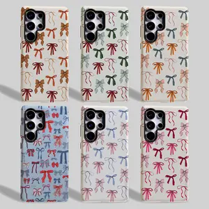 Holiday Bows Case Phone Case for Samsung Galaxy S25/S24/S23/S22/S21/PLUS/FE/Ultra/NOTE20/A71/A56/A55/A54/A53/A52/A36/A35/A34/A26/A25 Shockproof Wireless Charging Thickened cover Festive Girls Coquette Girlie Pastel Bows phone case coquette christmas