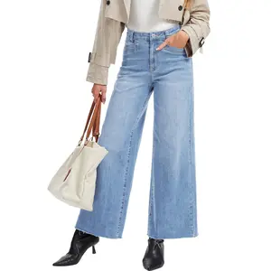 Magcomsen Women's Wide Leg Jeans Baggy High Waist Stretchy Jeans Loose Straight Leg Vintage Y2K Denim Pants