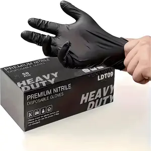 50 Pcs Nitrile Gloves, Thick Durable Waterproof, Premium Material for Kitchen, Tattoo Artists, Home Cleaning, Car Care