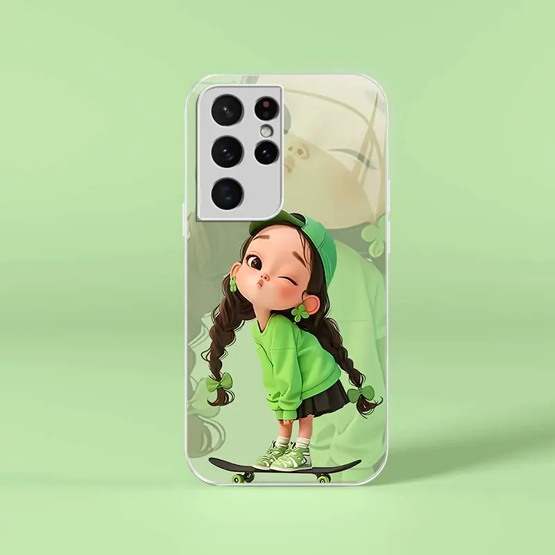 Super cool skateboard girl for【Galaxy S21 Ultra 5g】trendy high quality mobile phone case --975