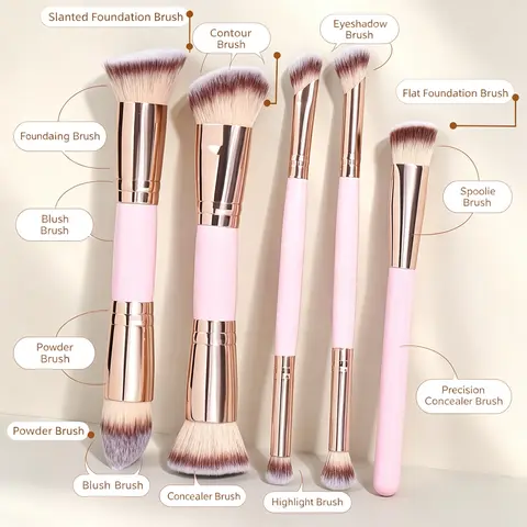Beginner-Friendly Double-Ended Makeup Brushes Set, High-Quality Soft Synthetic Fibers, Easy Foundation Blush Eyeshadow Blending for Effortless Application on Dates & Parties, Date & Party