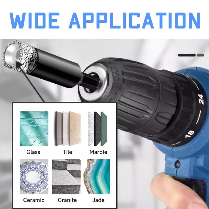 VAYWET 6 Pcs Diamond Drill Bits Set, 1/4 5/6 3/8 1/2 Inch Brazed Diamond Drill Bit | Drill Bits for Precision Drilling in Tile Ceramic Glass Granite Marble Masonry