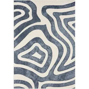 Wave Geometric Blue Rug