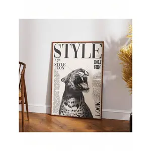 1pc Stylish Cheetah Wall Art Picture Magazine Cover Book Prints Canvas Paintings Leopard Posters Fashion Luxury Decor For Bedroom, Living Room, Or Bar Cart ,Dorm,Wall Decor Gift For Her For Dorm Office Bedroom Wfh Room Decor School Canvas