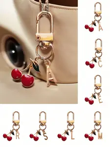 1PC Personalized Cherry Accessories With Initials And Cherry Keychains | Keychain Accessories | Custom Pendants, Suitable For Wallet, Backpack, Car Keys Decoration, Ideal Gift For Girls ,Bag Decorations,Holiday/Birthday Gifts