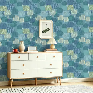 Seamless Wallpaper Roll, Hand-Drawn Grass Print, Removable Wall Sticker, High-Quality Design, Ideal for Home Decor, Restaurant & Bar Furniture
