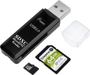 USB2.0 SD/TF Card Reader, USB 2.0 480Mbps Dual Slot OTG Memory Card Adapter for TF/ SD/SD/SDXC/ SDXC/ SDHC Memory Cards, Compatible with MacBook Pro/Air (Black)