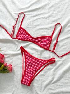 women's polka dot print bikini set, casual fashion chic swimsuit set for beach holiday vacation, ladies summer clothes