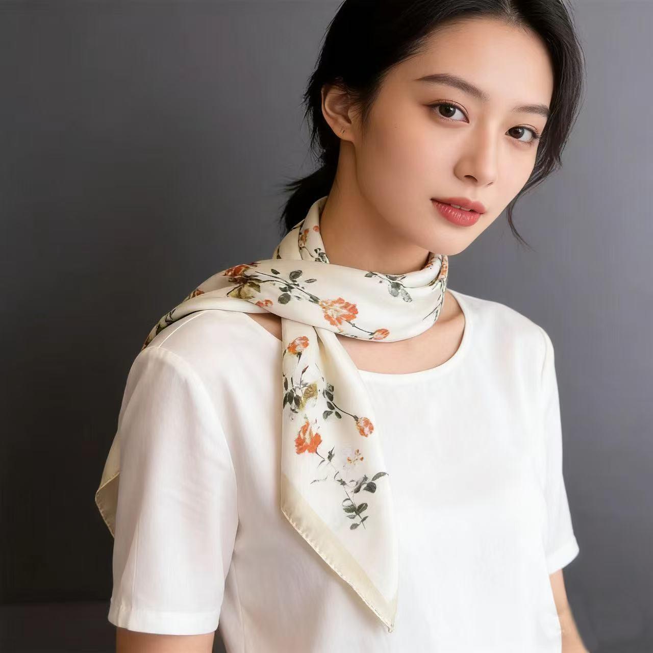 Elegant square scarf for women, women’s silk scarf, silk headscarf, floral style, faux silk scarf, multifunctional neck scarf, hair accessory, girls’ accessories, women’s silk scarf—an ideal gift for friends and family.