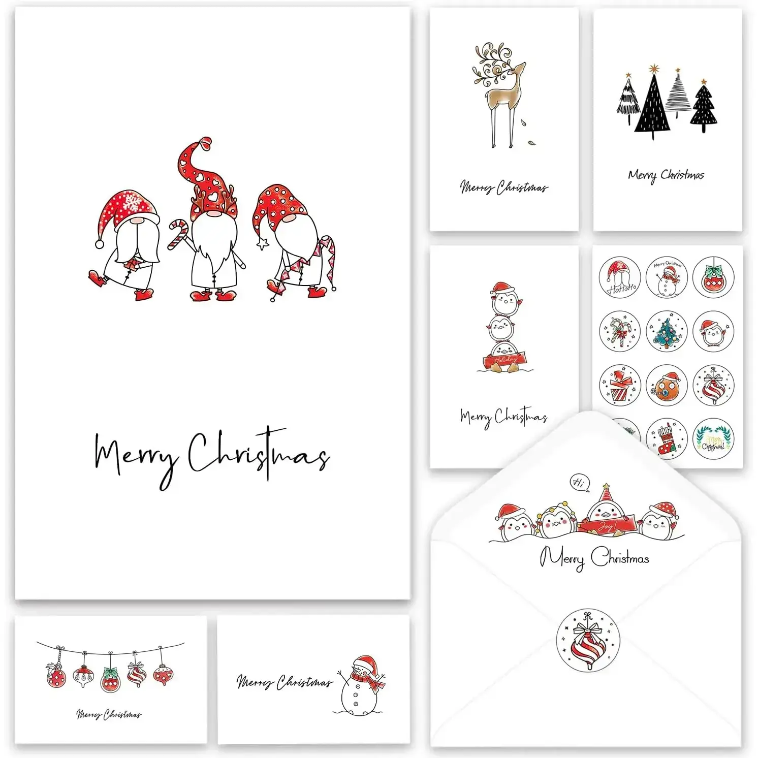 Christmas Cards - Pack of 24, 6 Assorted Designs Merry Christmas Cards with Envelopes - Bulk Boxes card - Perfect to Send Warm Holiday Wishes to Friends and Family - 4" x 6"