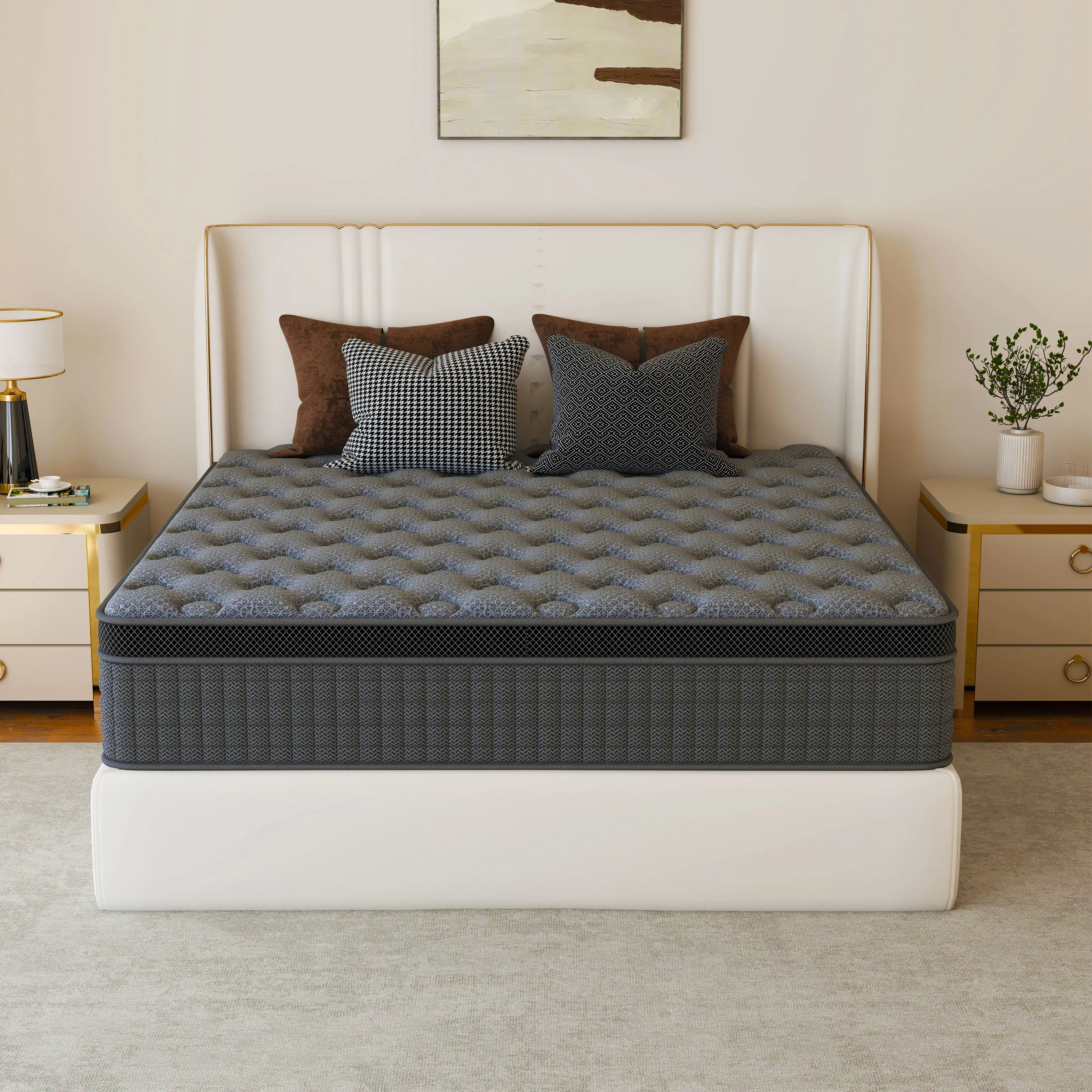 Hybrid Bed Mattress - 12/14 in Multi-Size (Twin, Full, Queen, King) with High Quality Spring Memory Foam, Pocket Coils, Medium Firm Ergonomic Support, Box Mattress Deals