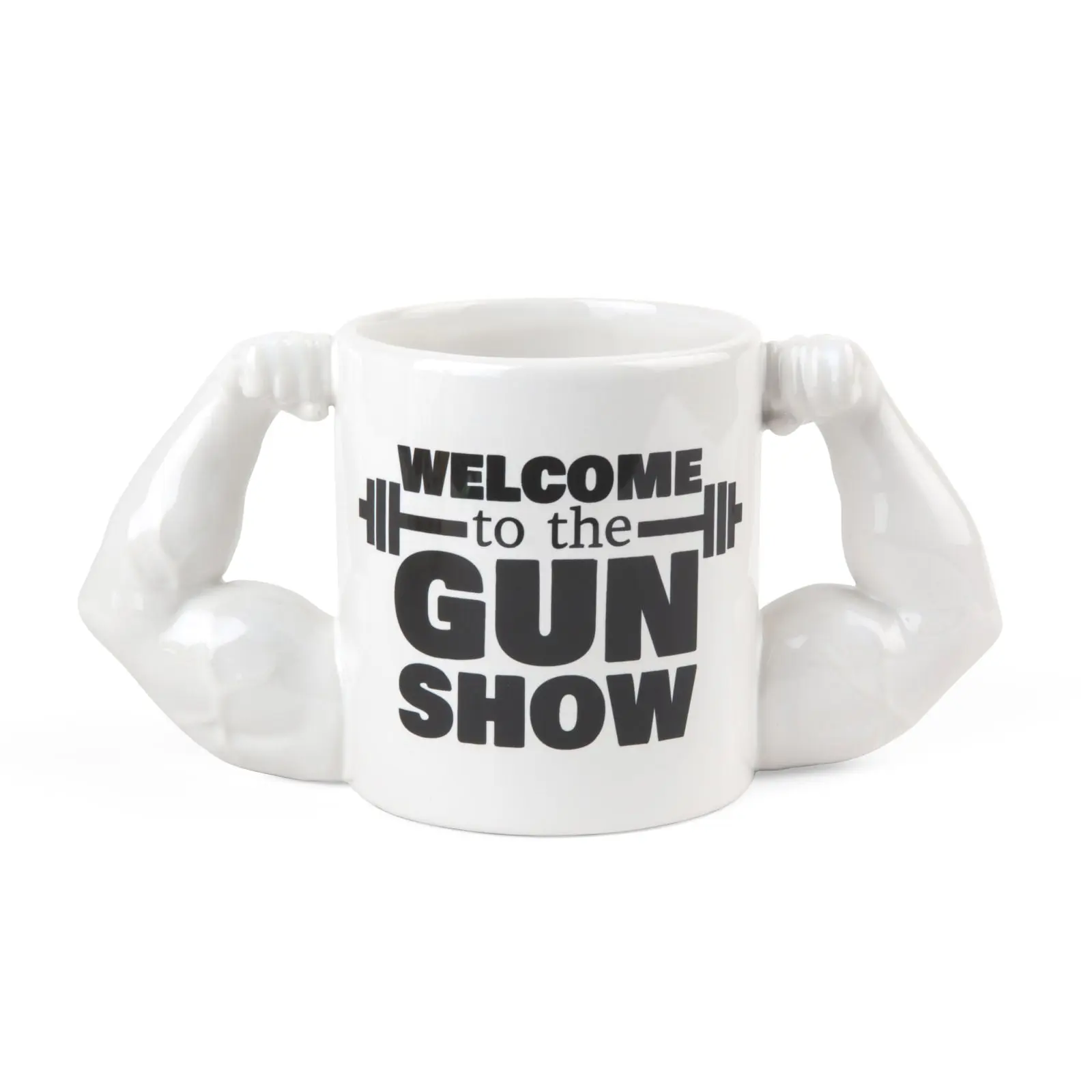 BigMouth The Gun Show Coffee Mug — 24 oz Double-Handled Oversized Novelty Mug, Giant Two-Handle Coffee Cup, Funny Gym Gift for Him, Dad & Coworkers Funny Coffee Mug White Mug